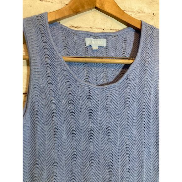 Burgess Top Women Large Silk Blend Baby Blue Open Knit Beachy Coquette Soft Girl - Picture 3 of 11